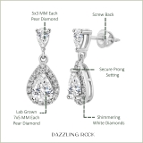 IGI Certified 2.00 Cttw Pear & Round Lab Grown Diamond Stud Earrings, 10K White Gold in Screw Back