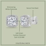 IGI Certified 2.68 Cttw Cushion & Round Lab Grown Diamond Double Prong Stud Earrings, 10K White Gold in Push Back