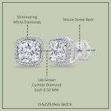 IGI Certified 2.68 Cttw Cushion & Round Lab Grown Diamond Double Prong Stud Earrings, 10K White Gold in Screw Back