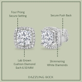 IGI Certified 2.67 Cttw Cushion & Round Lab Grown Diamond Halo Frame Solitaire Push Back Stud Earrings for Women with Removable Jackets in 10K White Gold 