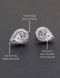 10K White Gold Halo Stud Earrings, IGI Certified 1.46 CT Pear and Round Lab Grown Diamond in Screw Back
