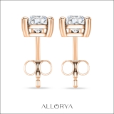 18K Rose Gold Solitaire Stud Earrings, IGI Certified 1.50 CT Pear Lab Grown Diamond in Push Back