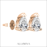 18K Rose Gold Solitaire Stud Earrings, IGI Certified 1.50 CT Pear Lab Grown Diamond in Push Back