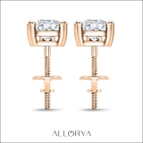 18K Rose Gold Solitaire Stud Earrings, IGI Certified 1.50 CT Pear Lab Grown Diamond in Screw Back