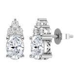 IGI Certified 1.76 Cttw Oval & Round Lab Grown Diamond Filigree Solitaire Stud Earrings, 10K White Gold in Push Back