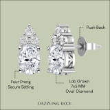 IGI Certified 1.76 Cttw Oval & Round Lab Grown Diamond Filigree Solitaire Stud Earrings, 10K White Gold in Push Back