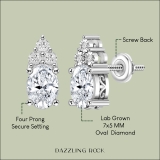IGI Certified 1.76 Cttw Oval & Round Lab Grown Diamond Filigree Solitaire Stud Earrings, 10K White Gold in Screw Back