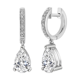IGI Certified 3.10 Cttw Pear & Round Lab Grown Diamond Teardrop Dangling Earrings in 10K White Gold 
