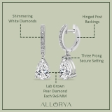 IGI Certified 3.10 Cttw Pear & Round Lab Grown Diamond Teardrop Dangling Earrings in 10K White Gold 