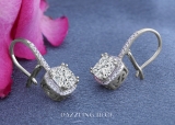 IGI Certified 2.26 Carat Cushion & Round Lab Grown Diamond Double Prong French Wire Drop Earrings, 10K White Gold 