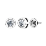 0.25 Cttw Round Lab Grown White Diamond Elegant Solitaire Bezel Set Screw Back Stud Earrings for Women in 10K Solid White Gold
