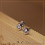 0.25 Cttw Round Lab Grown White Diamond Elegant Solitaire Bezel Set Screw Back Stud Earrings for Women in 10K Solid White Gold