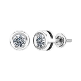 0.50 Cttw Round Lab Grown White Diamond Elegant Solitaire Bezel Set Screw Back Stud Earrings for Women in 10K Solid White Gold