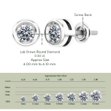 0.50 Cttw Round Lab Grown White Diamond Elegant Solitaire Bezel Set Screw Back Stud Earrings for Women in 10K Solid White Gold