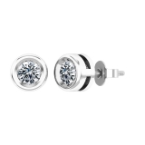0.75 Cttw Round Lab Grown White Diamond Elegant Solitaire Bezel Set Push Back Stud Earrings for Women in 10K Solid White Gold