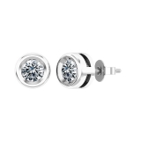 IGI Certified 1.50 Cttw Round Lab Grown White Diamond Elegant Solitaire Bezel Set Push Back Stud Earrings for Women in 10K Solid White Gold