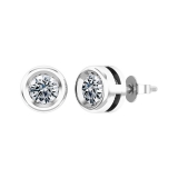 IGI Certified 2.00 Cttw Round Lab Grown White Diamond Elegant Solitaire Bezel Set Push Back Stud Earrings for Women in 10K Solid White Gold