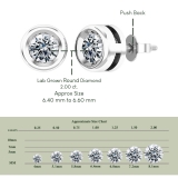 IGI Certified 2.00 Cttw Round Lab Grown White Diamond Elegant Solitaire Bezel Set Push Back Stud Earrings for Women in 10K Solid White Gold