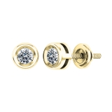 0.25 Cttw Round Lab Grown White Diamond Elegant Solitaire Bezel Set Screw Back Stud Earrings for Women in 14K Solid Yellow Gold