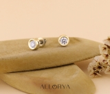 0.25 Cttw Round Lab Grown White Diamond Elegant Solitaire Bezel Set Screw Back Stud Earrings for Women in 14K Solid Yellow Gold