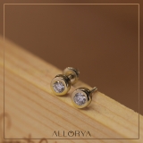 0.25 Cttw Round Lab Grown White Diamond Elegant Solitaire Bezel Set Screw Back Stud Earrings for Women in 14K Solid Yellow Gold