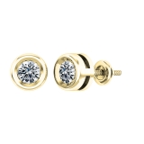 0.75 Cttw Round Lab Grown White Diamond Elegant Solitaire Bezel Set Screw Back Stud Earrings for Women in 14K Solid Yellow Gold