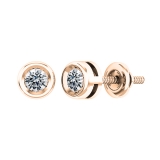 0.25 Cttw Round Lab Grown White Diamond Elegant Solitaire Bezel Set Screw Back Stud Earrings for Women in 18K Solid Rose Gold