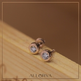 0.25 Cttw Round Lab Grown White Diamond Elegant Solitaire Bezel Set Screw Back Stud Earrings for Women in 18K Solid Rose Gold