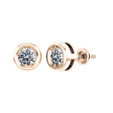 IGI Certified 1.00 Cttw Round Lab Grown White Diamond Elegant Solitaire Bezel Set Screw Back Stud Earrings for Women in 18K Solid Rose Gold