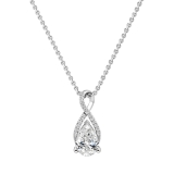 IGI Certified 10K White Gold Infinity Teardrop Pendant with 18 inch Gold Chain,1.80 cttw Pear & Round Lab Grown Diamond 