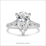 10K White Gold 3 Stone Ring, IGI Certified 4.80 ctw Pear & Round Lab Grown Diamond