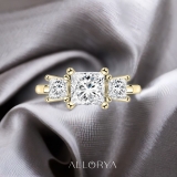 IGI Certified 1.30 Cttw Princess Lab Grown Diamond 3 Stone Trinity Ring, 14K Yellow Gold