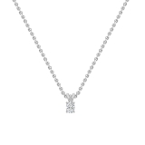 0.25 Cttw Oval Lab Grown Diamond V Bail Solitaire Pendant with 18 inch Silver Chain, 10K White Gold