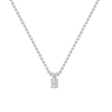 0.50 Cttw Oval Lab Grown Diamond V Bail Solitaire Pendant with 18 inch Silver Chain, 10K White Gold
