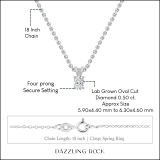 0.50 Cttw Oval Lab Grown Diamond V Bail Solitaire Pendant with 18 inch Silver Chain, 10K White Gold