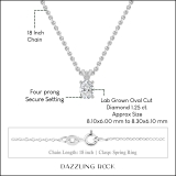 IGI Certified 1.25 Cttw Oval Lab Grown Diamond V Bail Solitaire Pendant with 18 inch Silver Chain, 10K White Gold