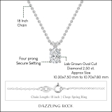 IGI Certified 2.50 Cttw Oval Lab Grown Diamond V Bail Solitaire Pendant with 18 inch Silver Chain, 10K White Gold