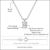 IGI Certified 3.00 Cttw Oval Lab Grown Diamond V Bail Solitaire Pendant with 18 inch Silver Chain, 10K White Gold