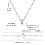 0.25 Cttw Oval Lab Grown Diamond V Bail Solitaire Pendant with 18 inch Gold Chain, 10K White Gold