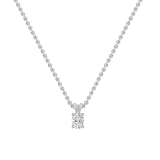 IGI Certified 1.00 Cttw Oval Lab Grown Diamond V Bail Solitaire Pendant with 18 inch Gold Chain, 10K White Gold