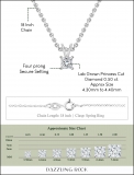 0.50 Cttw Princess Lab Grown Diamond 4 Prong Solitaire Pendant with 18 inch Silver Chain, 10K White Gold