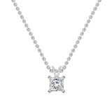 IGI Certified 3.00 Cttw Princess Lab Grown Diamond 4 Prong Solitaire Pendant with 18 inch Silver Chain, 10K White Gold