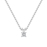 0.25 Cttw Princess Lab Grown Diamond 4 Prong Solitaire Pendant with 18 inch Gold Chain, 10K White Gold