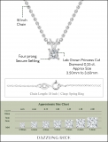 0.25 Cttw Princess Lab Grown Diamond 4 Prong Solitaire Pendant with 18 inch Gold Chain, 10K White Gold