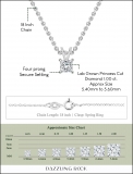 IGI Certified 1.00 Cttw Princess Lab Grown Diamond 4 Prong Solitaire Pendant with 18 inch Gold Chain, 10K White Gold