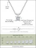 IGI Certified 1.50 Cttw Princess Lab Grown Diamond 4 Prong Solitaire Pendant with 18 inch Gold Chain, 10K White Gold