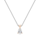 IGI Certified 1.00 Cttw Pear Cut Solitaire Lab Grown Diamond Classic Pendant with 18 inch Silver Chain, 14K Rose Gold