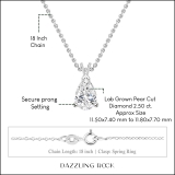 IGI Certified 2.50 Cttw Pear Cut Solitaire Lab Grown Diamond Classic Pendant with 18 inch Gold Chain, 10K White Gold
