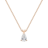 IGI Certified 1.50 Cttw Pear Cut Solitaire Lab Grown Diamond Classic Pendant with 18 inch Gold Chain, 18K Rose Gold