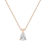 IGI Certified 3.00 Cttw Pear Cut Solitaire Lab Grown Diamond Classic Pendant with 18 inch Gold Chain, 18K Rose Gold
